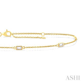 1/4 ctw Baguette Cut Diamond Station Bracelet in 14K Yellow Gold